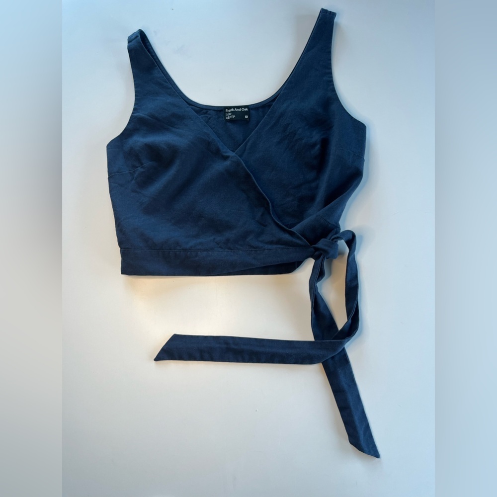 Frank and Oak Navy Wrap Crop Top - Picture 3 of 13